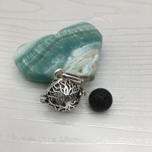 Double Tree of Life Aromatherapy Silver tone Locket.  Lava stone included.